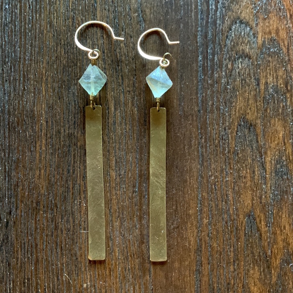 Earrings Dangling Bronze and Beads Pierced